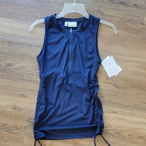 Athleta Midnight Blue Sleeveless Top Size XXS Side Scrunch Rashguard